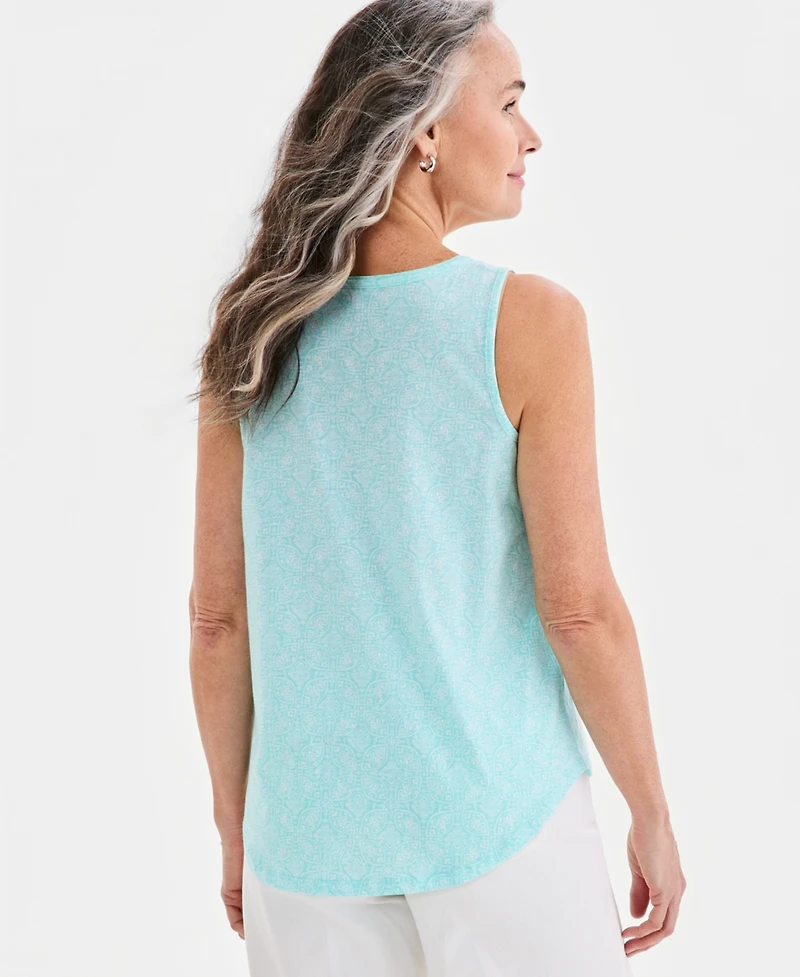 Style & Co Women's Printed Pintuck Tank Top, Macy's Exclusive