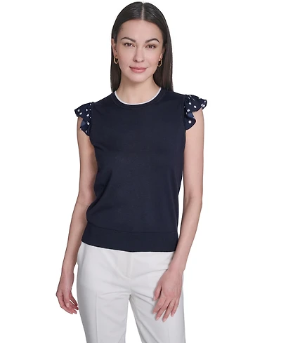 Tommy Hilfiger Women's Mixed Media Sleeveless Sweater