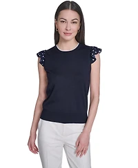 Tommy Hilfiger Women's Mixed Media Sleeveless Sweater