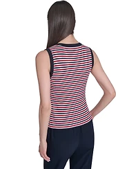 Tommy Hilfiger Women's V-Neck Striped Sweater