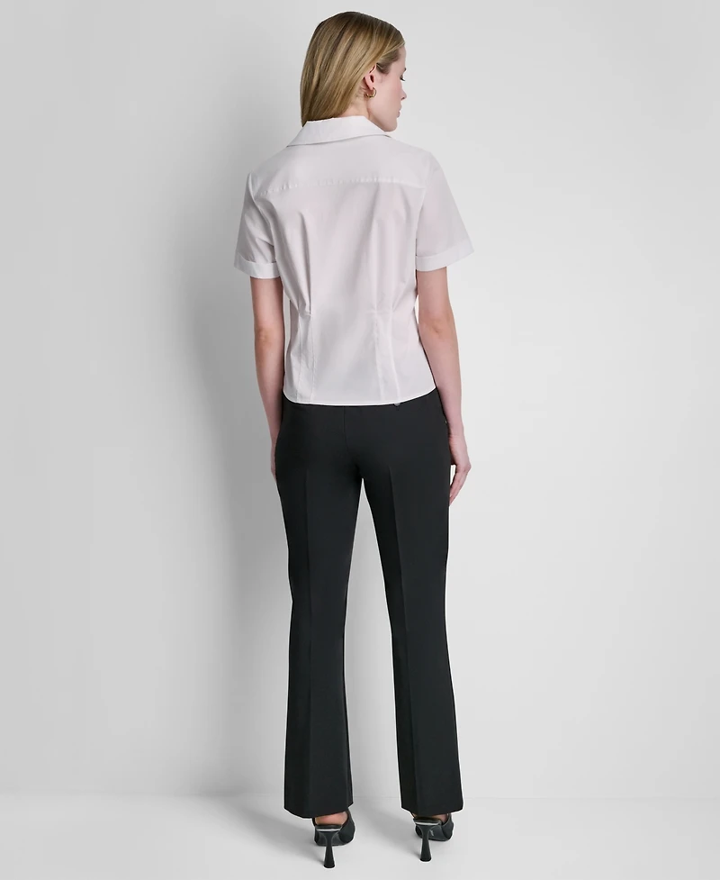 Dkny Women's Short-Sleeve Button-Front Blouse