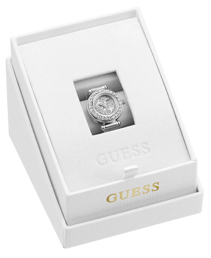 Guess Women's Glitz Silver-Tone Stainless Steel Analog Ring Watch