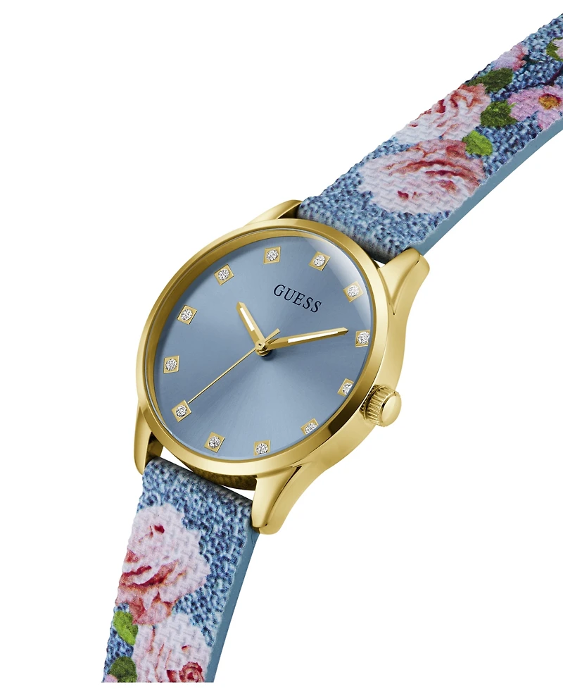 Guess Women's Floral Print Silicone Strap Analog Watch, 36mm