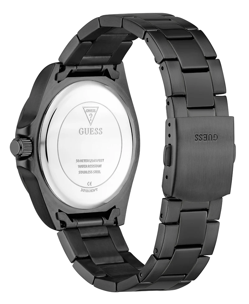 Guess Men's Black Stainless Steel Analog Watch, 42mm