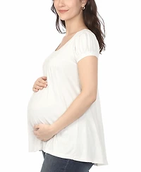 White Mark Women's Maternity Short-Sleeve Empire-Waist Tunic Top