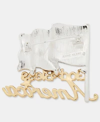 Anne Klein Boxed Two-Tone Crystal America Flag Pin
