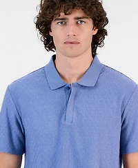 Guess Men's Diagonal Texture Interlock Zip Polo
