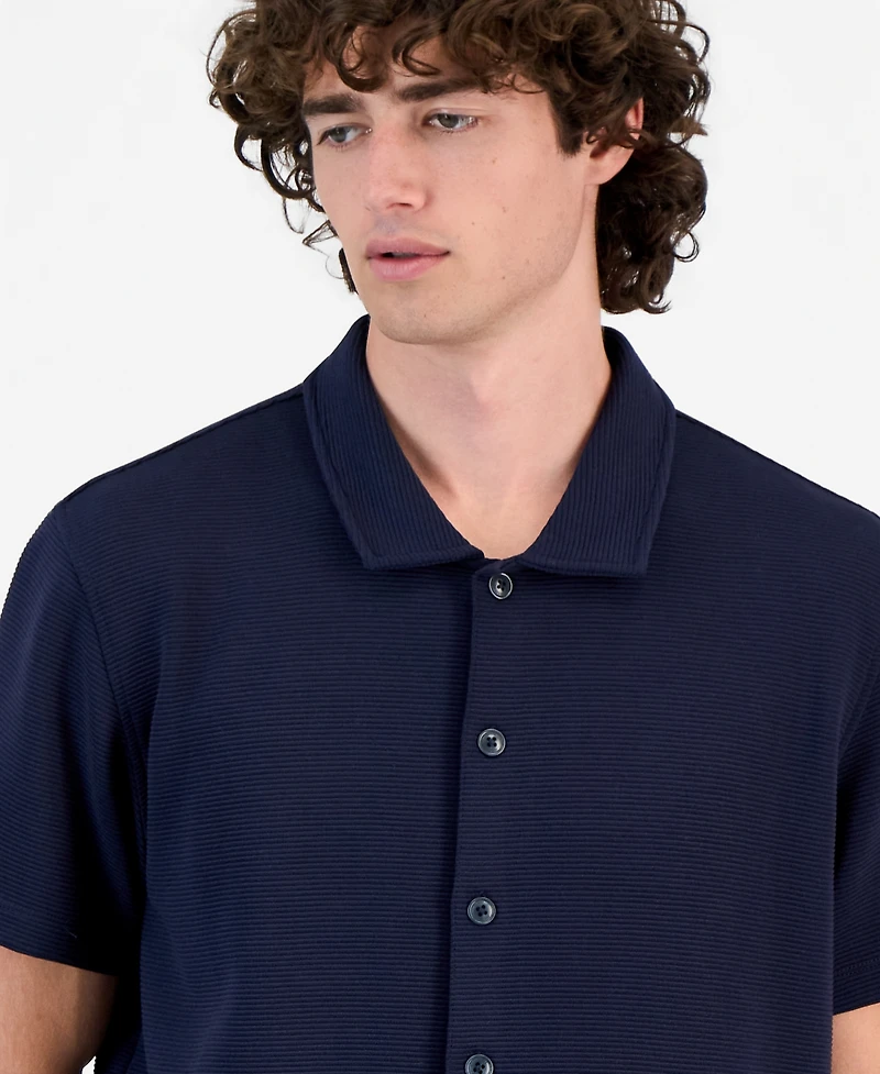 Guess Men's Arin Solid Knit Short-Sleeve Shirt