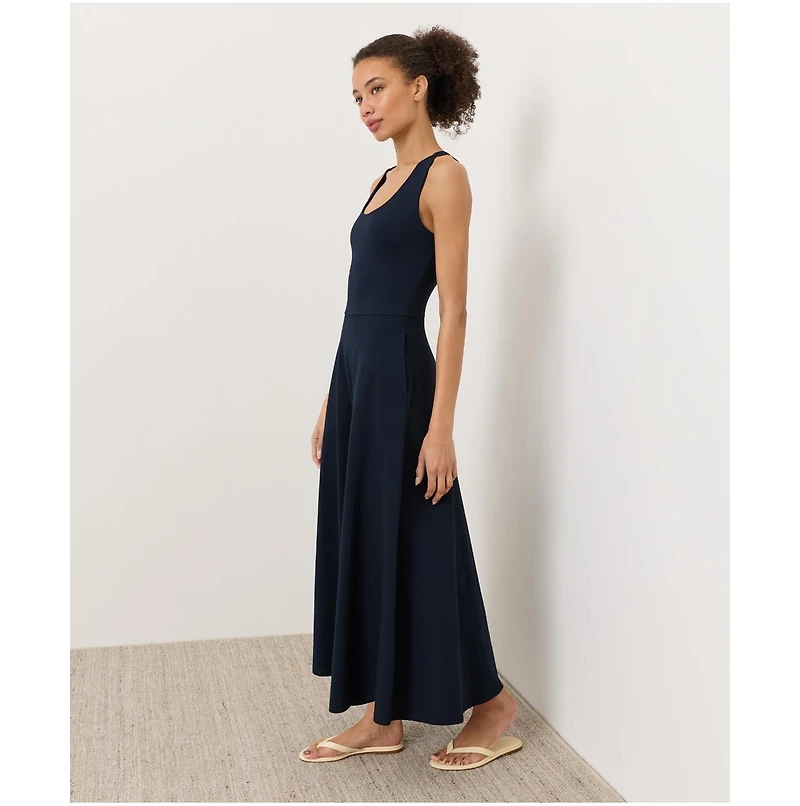 Pact Women's Fit & Flare Open Back Maxi Dress Made With Organic Cotton
