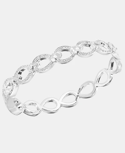 Anne Klein Silver-Tone Navette Pearl Open Hinge Bracelet
