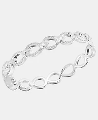 Anne Klein Silver-Tone Navette Pearl Open Hinge Bracelet