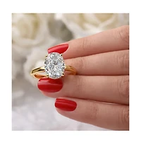 Dloria Elena Oval Moissanite Solitaire Vermeil Ring