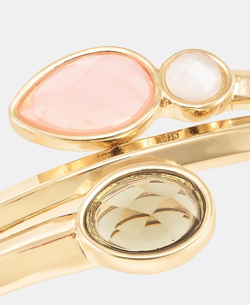 Anne Klein Boxed Gold-Tone Bezel Stone Twist Cuff Bracelet
