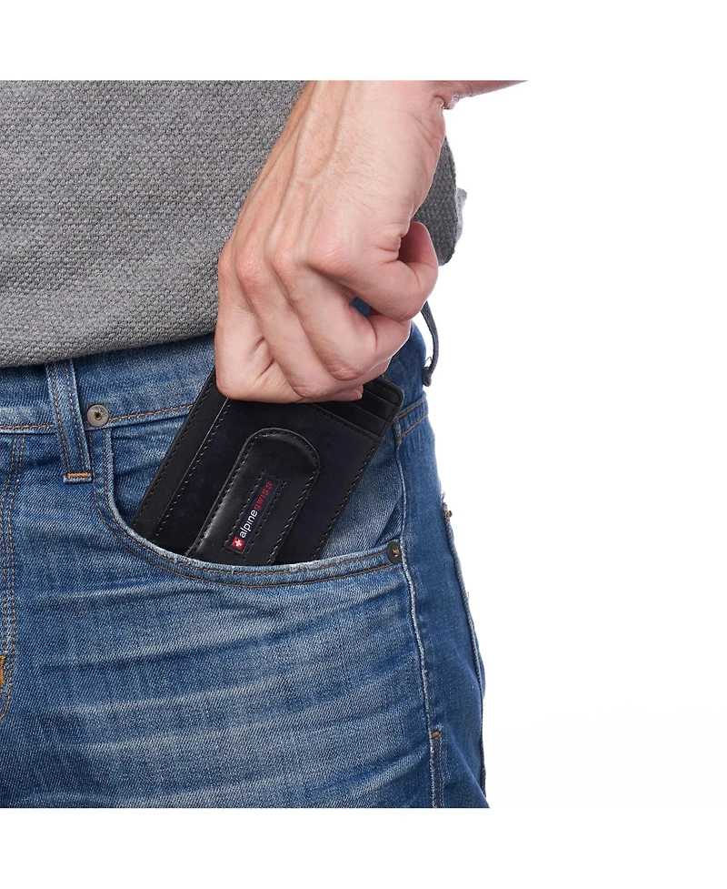 Alpine Swiss Mens Rfid Safe Money Clip Wallet Minimalist Id Window Card Case Fpw