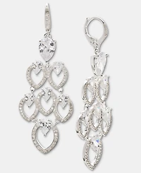 Anne Klein Silver-Tone Navette Pearl Stone Chandelier Earrings