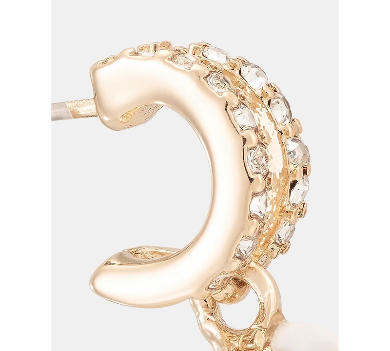 Anne Klein Gold-Tone Crystal Huggie Stone Drop Earrings