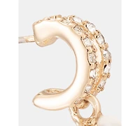 Anne Klein Gold-Tone Crystal Huggie Stone Drop Earrings