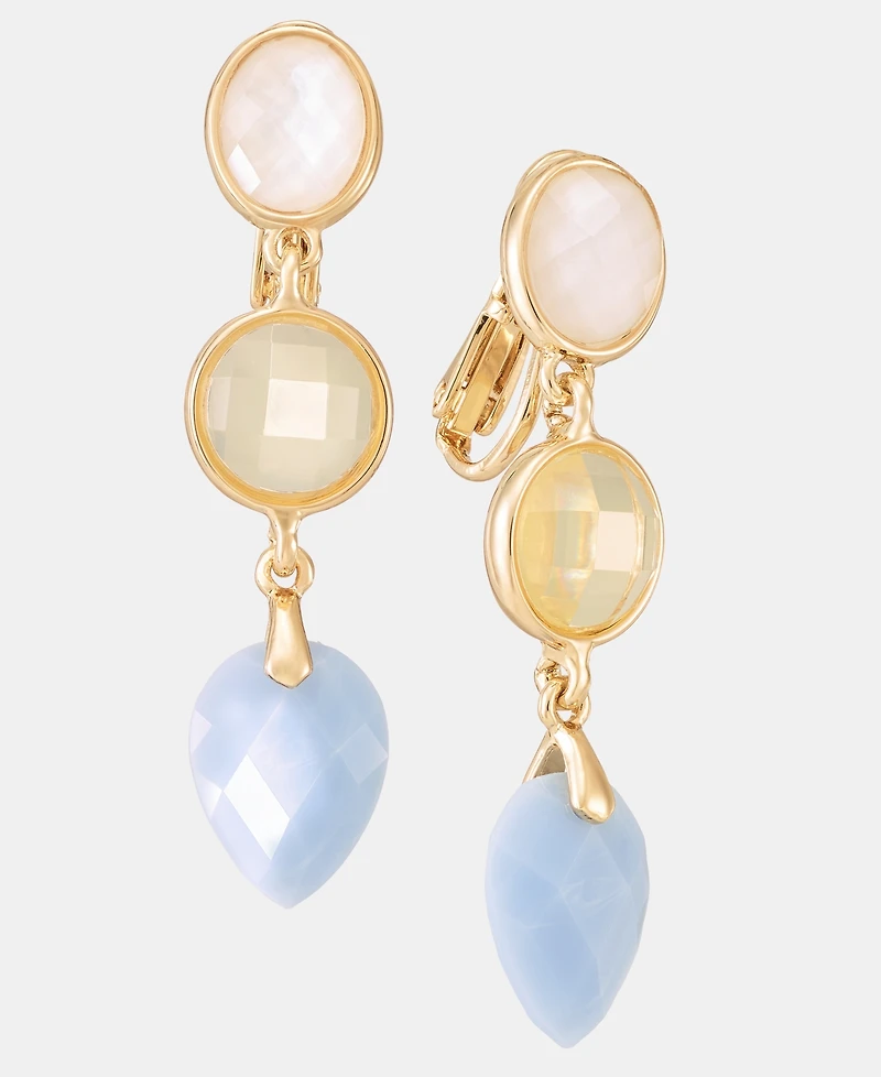 Anne Klein Gold-Tone Stone Linear Ez Comfort Clip Earrings