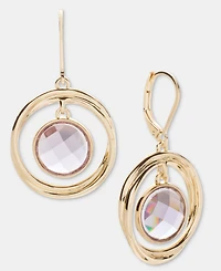 Anne Klein Gold-Tone Purple Stone Orbital Earrings
