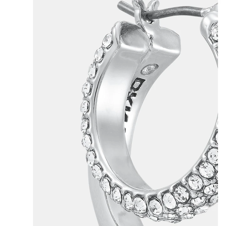 Dkny Metal-Tone Crystal Pave Double Hoop Earrings
