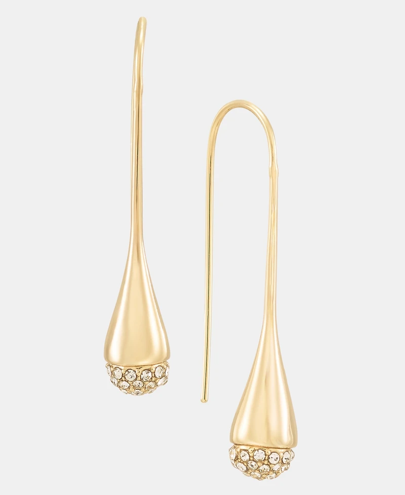 Dkny Gold-Tone Crystal Pave Beaded Threader Earrings