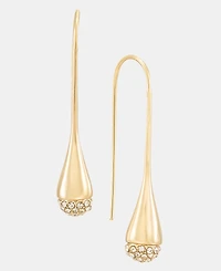 Dkny Gold-Tone Crystal Pave Beaded Threader Earrings