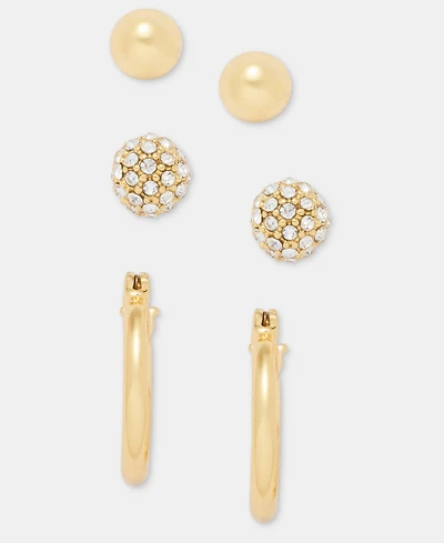 Dkny Gold-Tone Stud and Hoop Earrings, Set of 3
