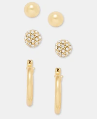 Dkny Gold-Tone Stud and Hoop Earrings, Set of 3