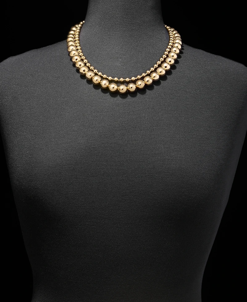 Dkny Gold-Tone Two-Row Ball Chain Collar Necklace