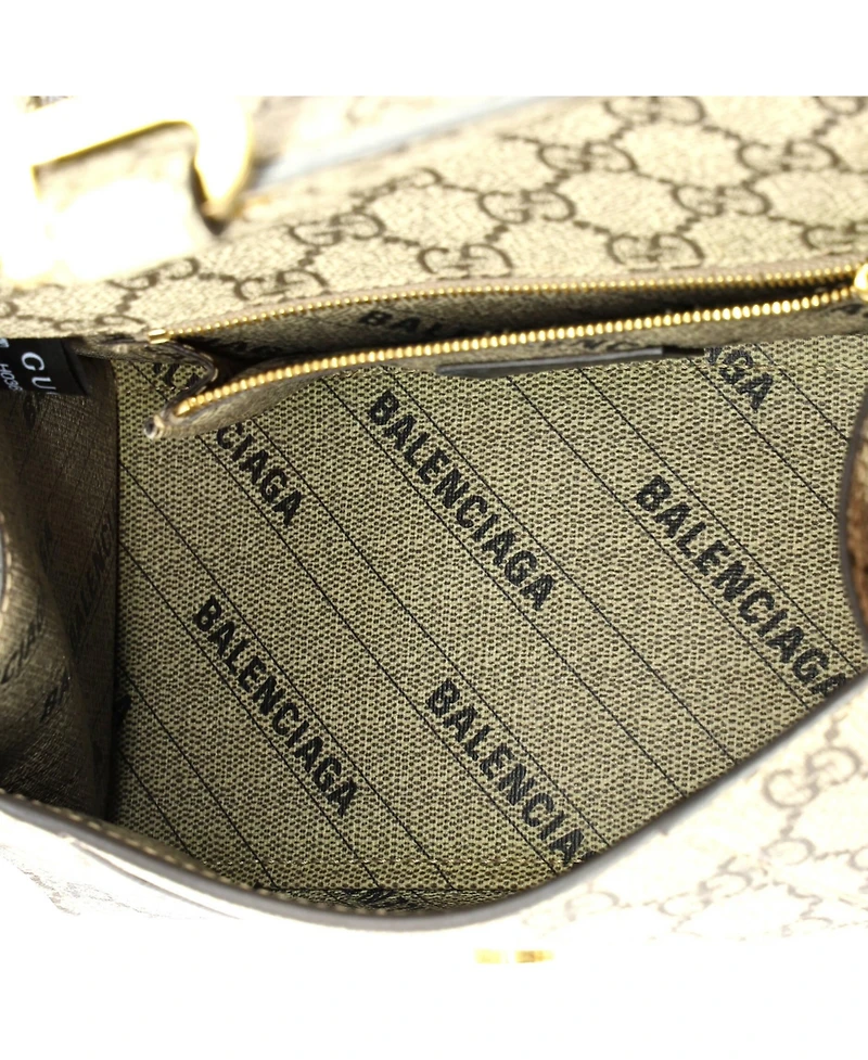 Pre-Owned Gucci Small x Balenciaga The Hacker Project Hourglass Top Handle Bag Gg Coated Canvas