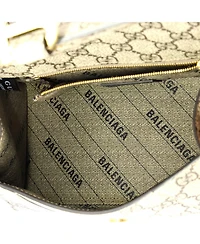 Pre-Owned Gucci Small x Balenciaga The Hacker Project Hourglass Top Handle Bag Gg Coated Canvas