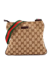 Pre-Owned Gucci Small Web Strap Zip Messenger Bag Gg Canvas