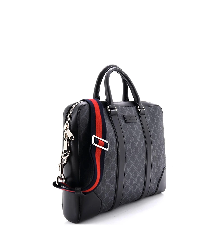 Pre-Owned Gucci Medium Convertible Zip Around Briefcase Gg Coated Canvas