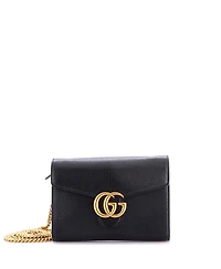 Pre-Owned Gucci Mini Gg Marmont Chain Wallet Leather
