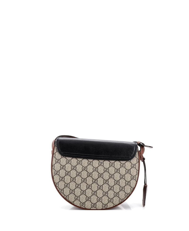 Pre-Owned Gucci Medium Padlock Saddle Shoulder Bag Gg Coated Canvas and Leather