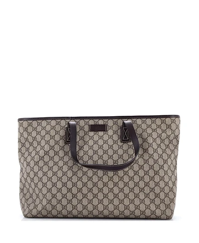 Pre-Owned Gucci Large Plus Tote Gg Coated Canvas with Leather