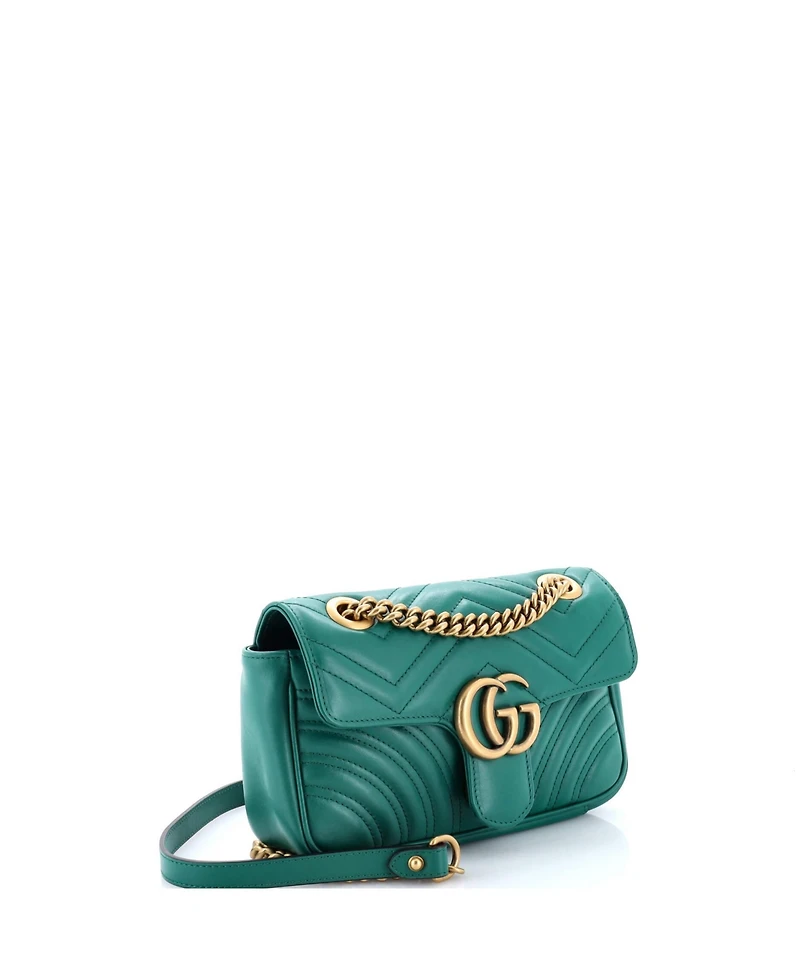 Pre-Owned Gucci Mini Gg Marmont Flap Bag Matelasse Leather