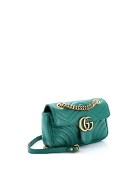 Pre-Owned Gucci Mini Gg Marmont Flap Bag Matelasse Leather