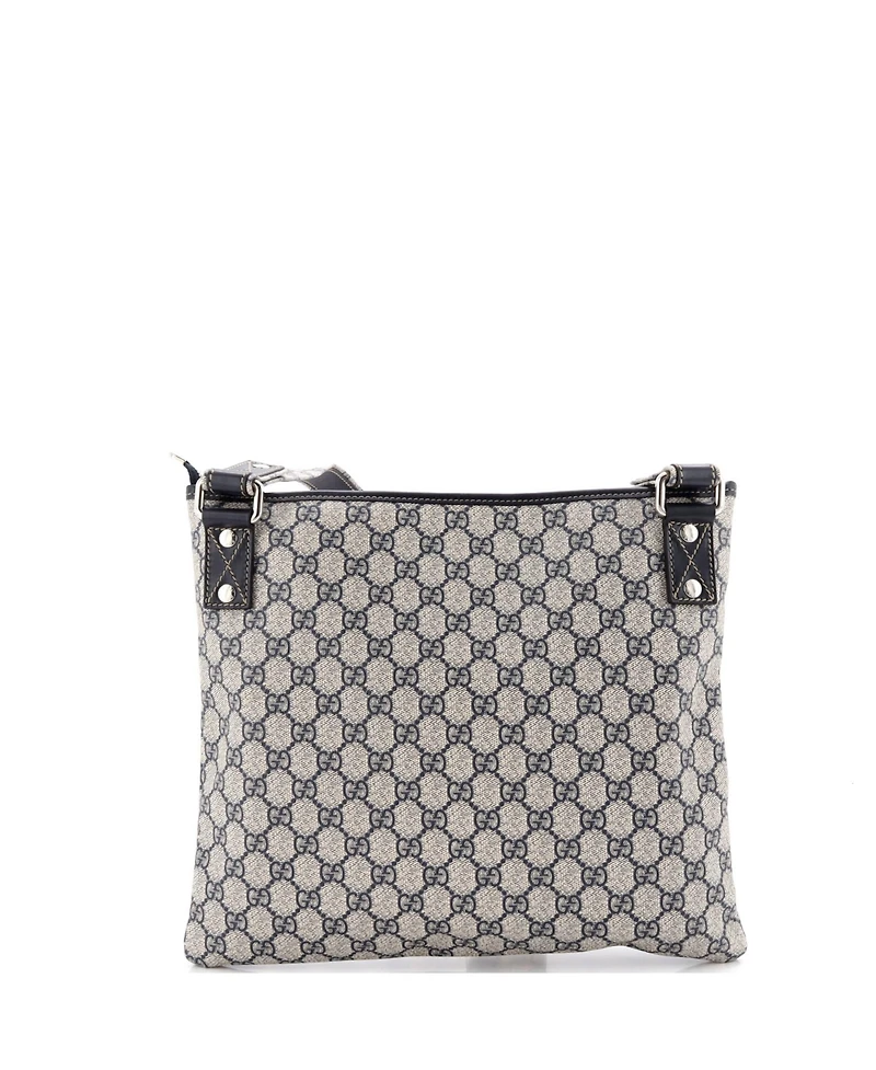 Pre-Owned Gucci Large Web Loop Flat Messenger Gg Coated Canvas