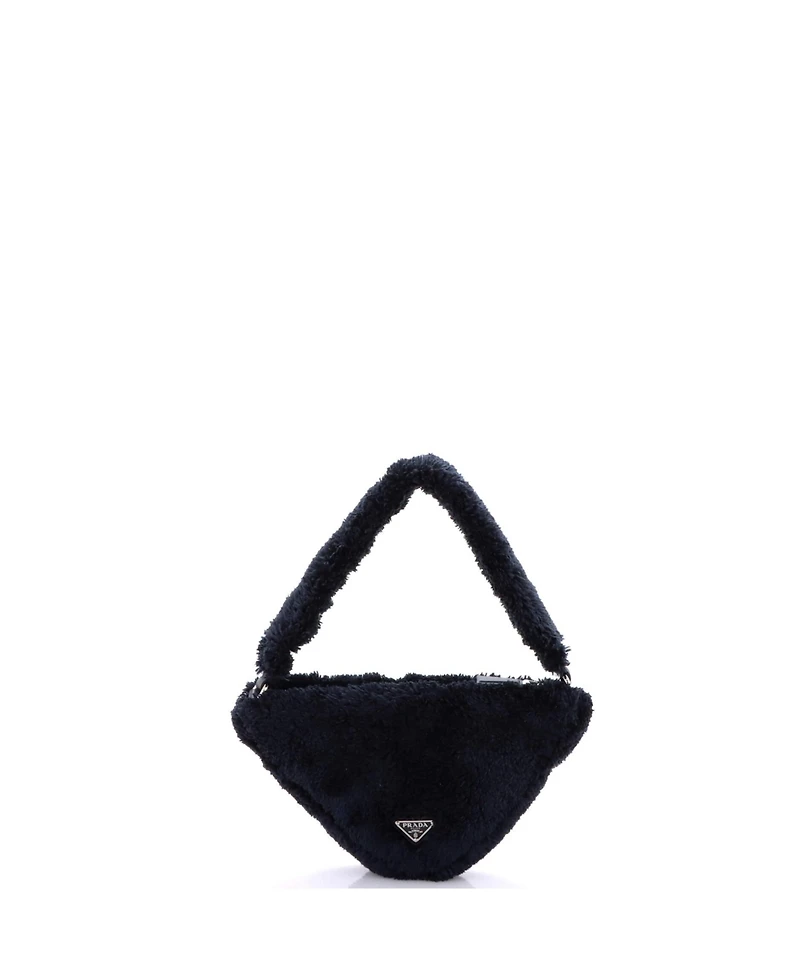 Pre-Owned Prada Mini Triangle Top Handle Pouch Bag Terry Cloth