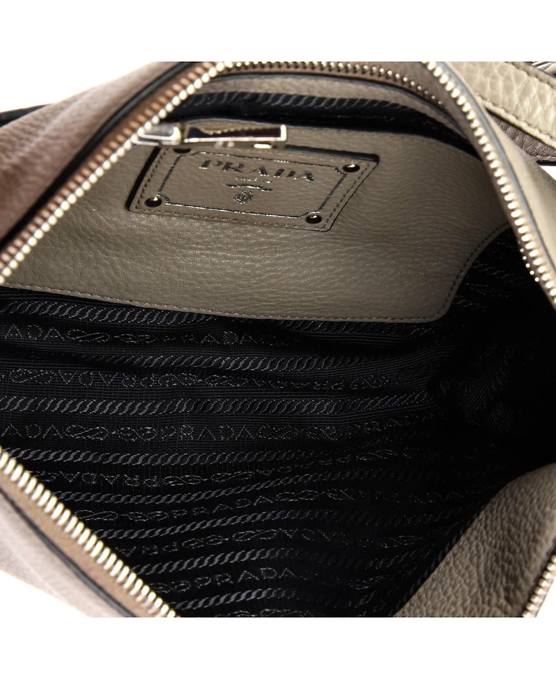 Pre-Owned Prada Mini Flat Zip Crossbody Bag Vitello Daino