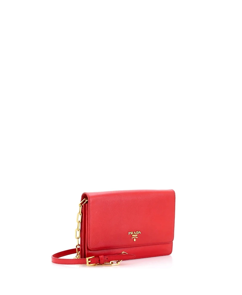 Pre-Owned Prada Small Wallet on Strap Saffiano Leather