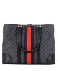 Pre-Owned Gucci Large Web Open Tote Gg Coated Canvas