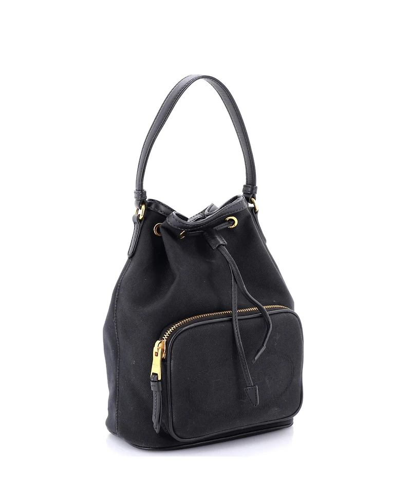 Pre-Owned Prada Logo Drawstring Bucket Bag Canvas