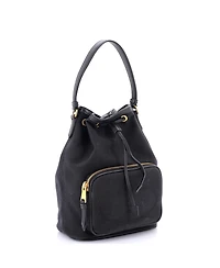 Pre-Owned Prada Logo Drawstring Bucket Bag Canvas