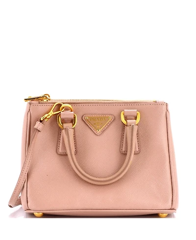 Pre-Owned Prada Mini Galleria Double Zip Tote Saffiano Leather