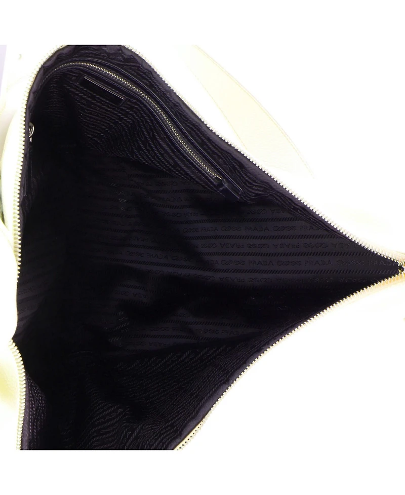 Pre-Owned Prada Large Triangle Logo Zip Messenger Leather