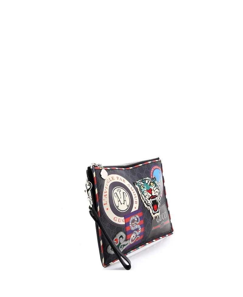 Pre-Owned Gucci Night Courrier Pouch Gg Coated Canvas with Applique