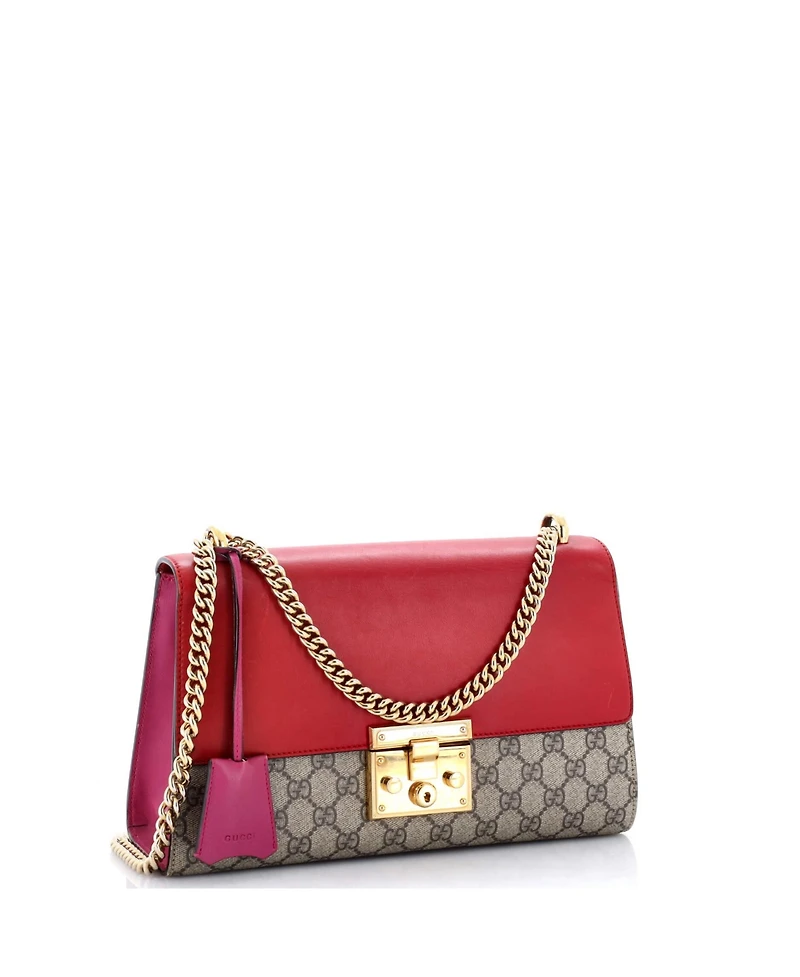 Pre-Owned Gucci Medium Padlock Shoulder Bag Gg Coated Canvas and Leather