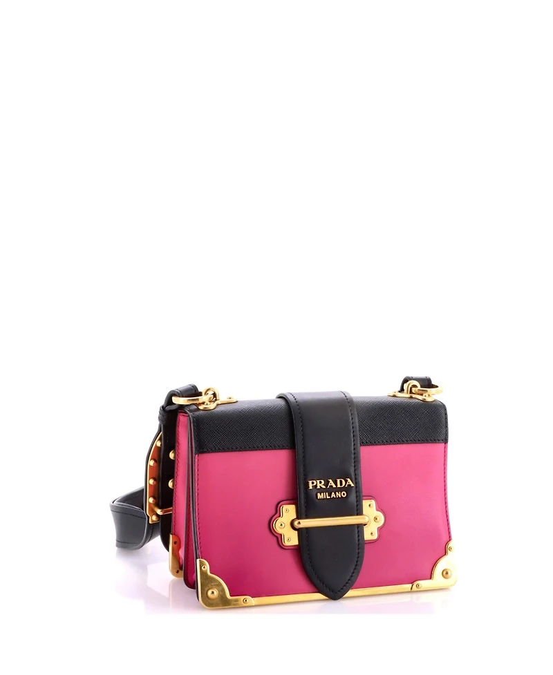 Pre-Owned Prada Small Cahier Crossbody Bag Leather and Saffiano Leather